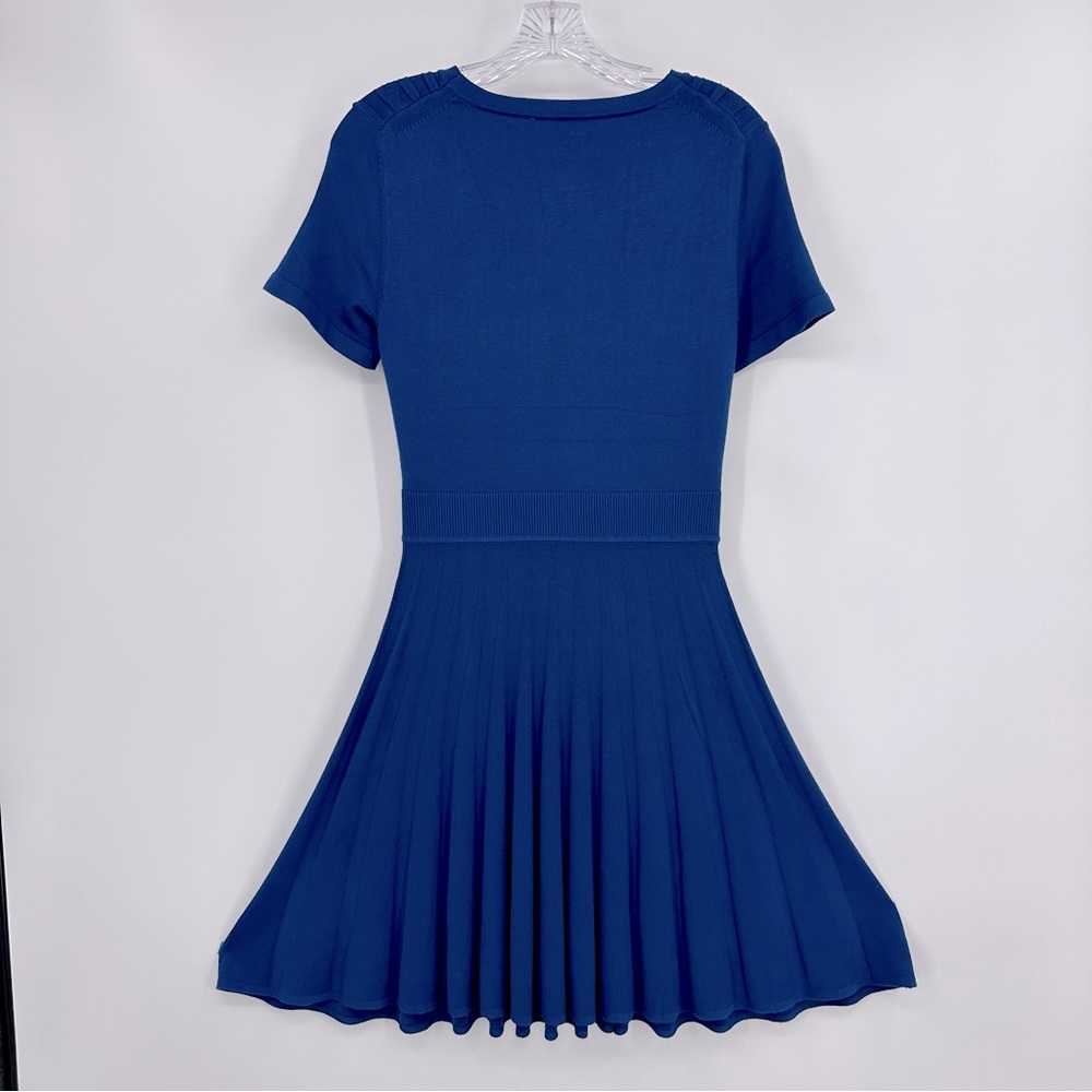 Draper James A-Line Pleated Short Sleeve Knit Sweater Dress Blue Size S - Picture 5 of 8